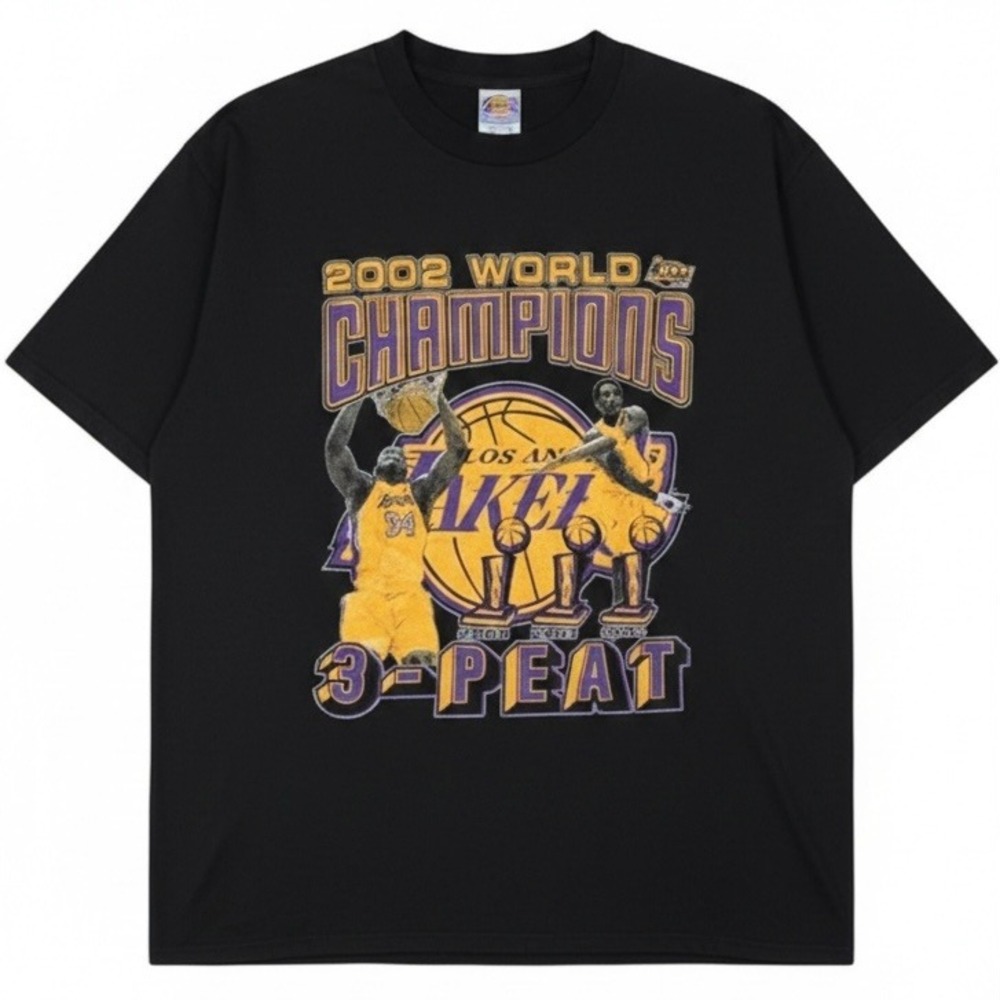 Los Angeles Lakers T-Shirt Mens 2XL Intex 2002 World Champions 3-Peat NBA Boxy